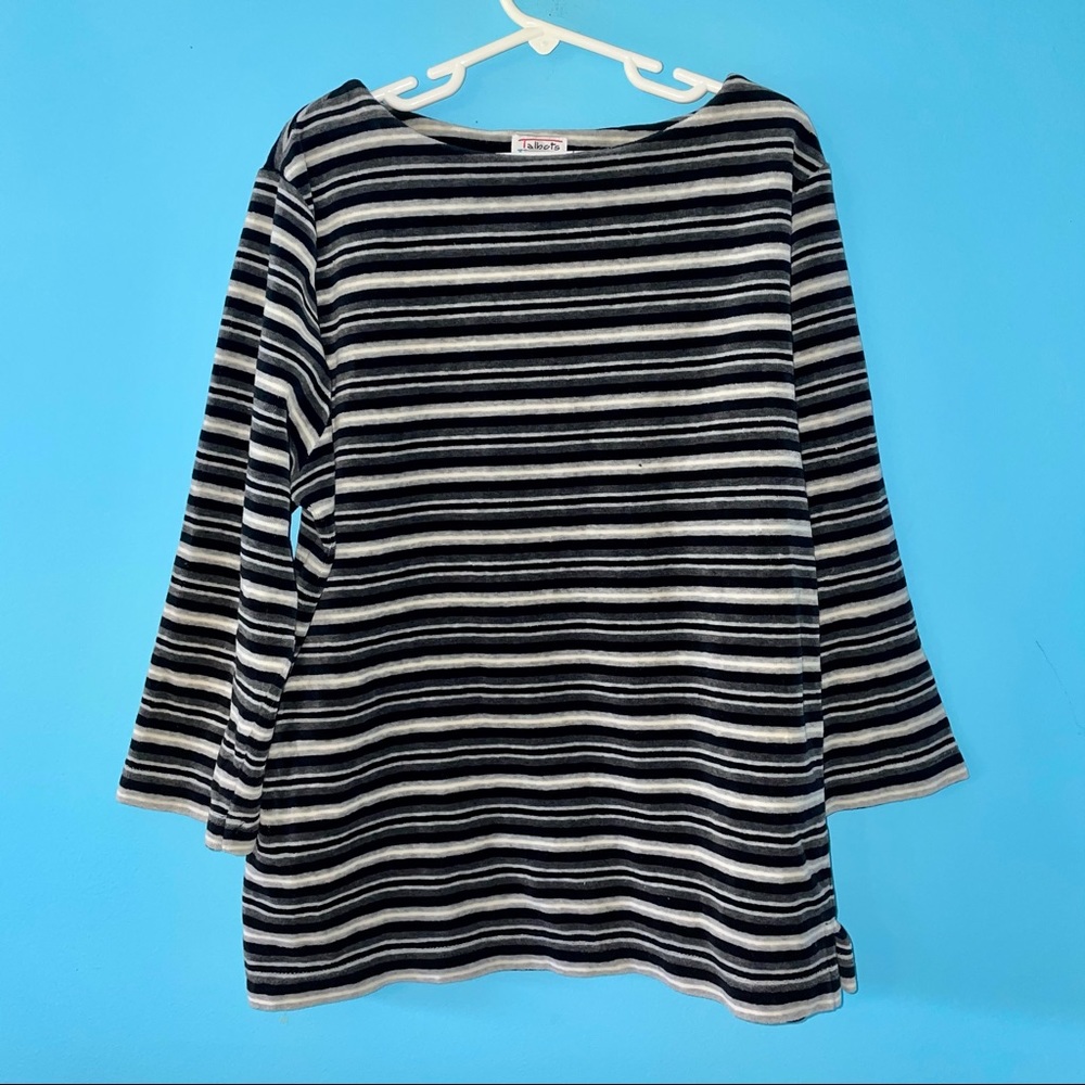 Talbots Kids Velvet Striped Black Gray Long Sleeve